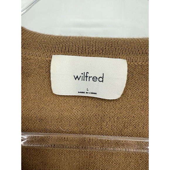 Wilfred Aritzia Clara Merino Wool Crop Waist Sweater Camel Size L Quiet Luxury - Picture 3 of 6